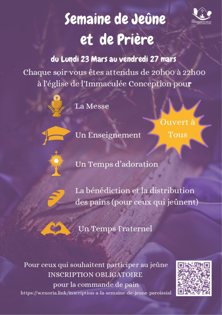 La paroisse de Melun-Le Mée vous propose 5 jours de jeûne paroissial