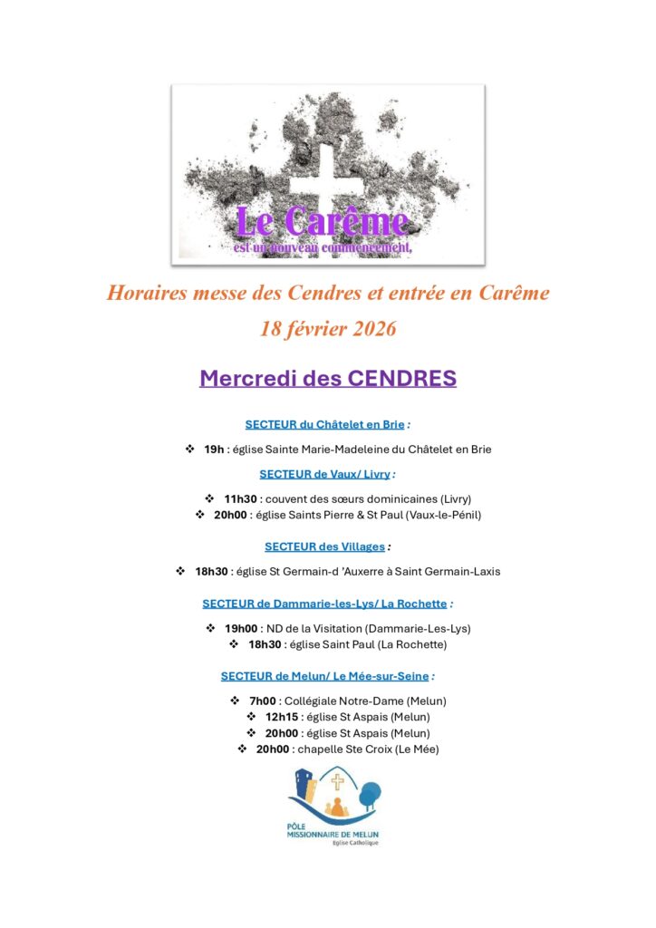 Le mercredi 18 février mercredi des Cendres