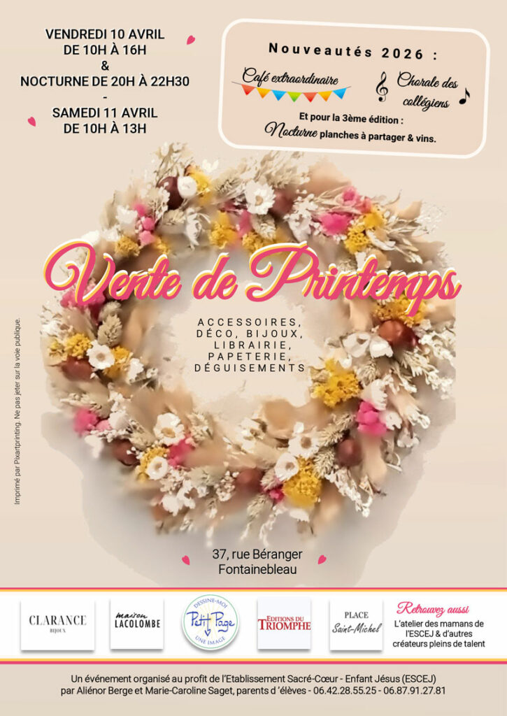 Une invitation à la 3ᵉ ÉDITION DE LA VENTE DE PRINTEMPS, organisée les 10 et 11 avril prochains