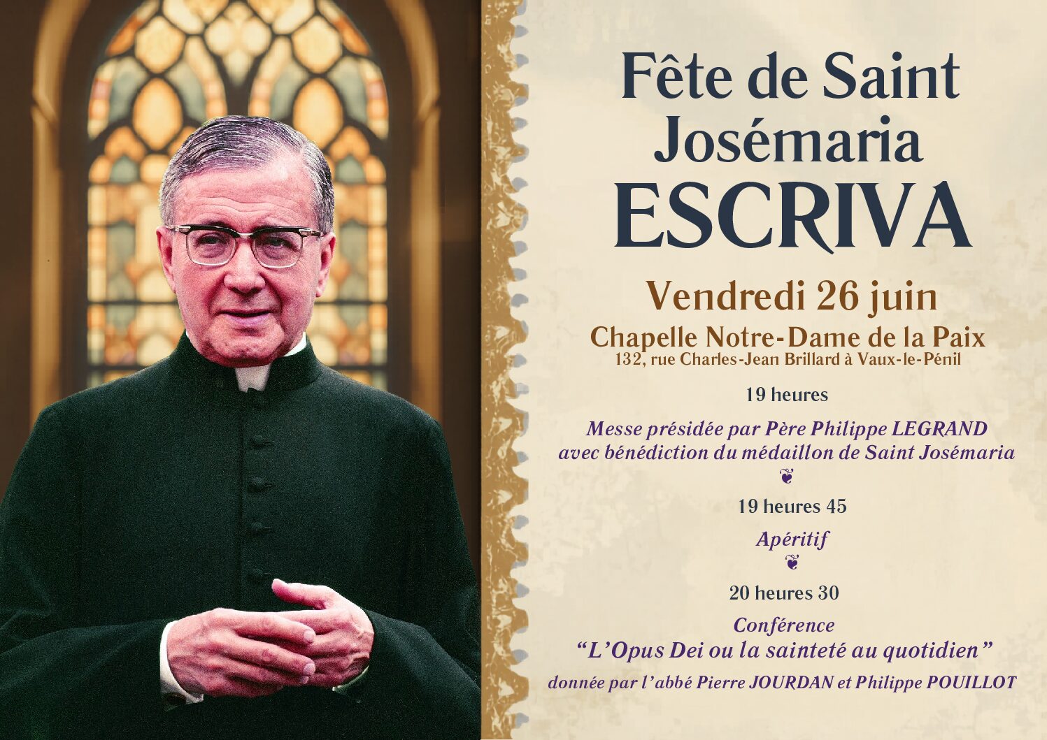 Affiche événement Saint Josémaria Escriva